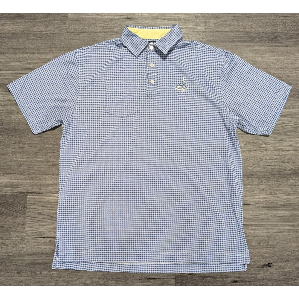 FootJoy‎ Men's Blue White Checkered Plaid Pinehurst Pocket Polo Shirt Size XL